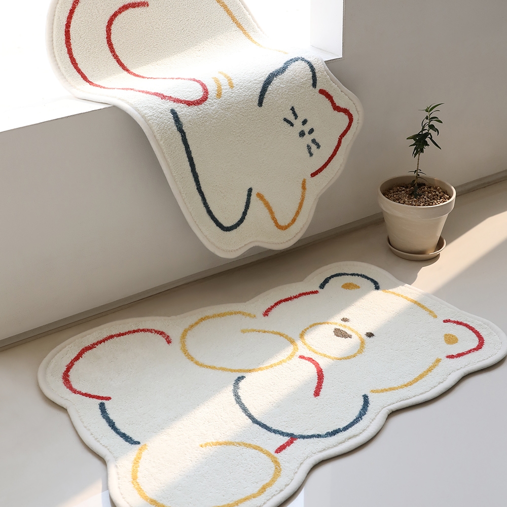 [코튼벨벳 DTP] 폭신폭신 곰냥 발매트