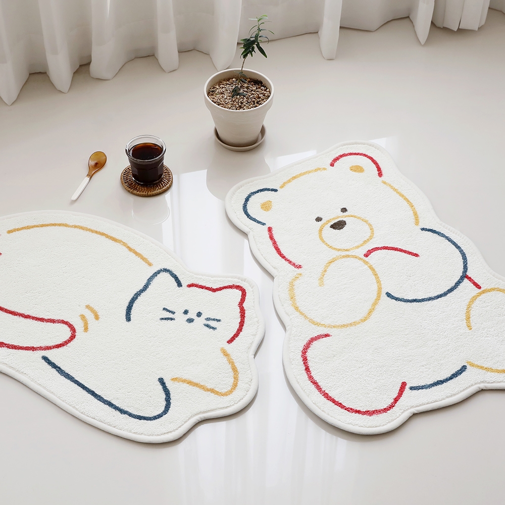 [코튼벨벳 DTP] 폭신폭신 곰냥 발매트