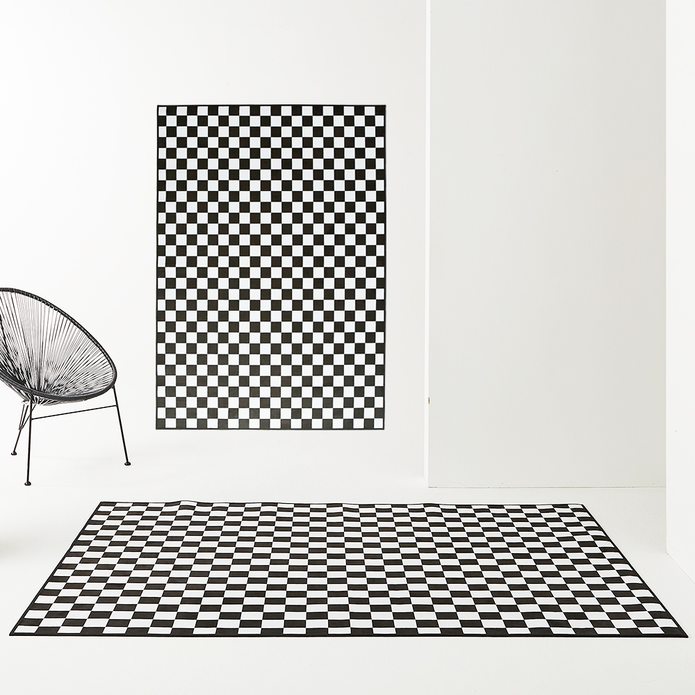 모던한 체커보드 단모 러그 6size