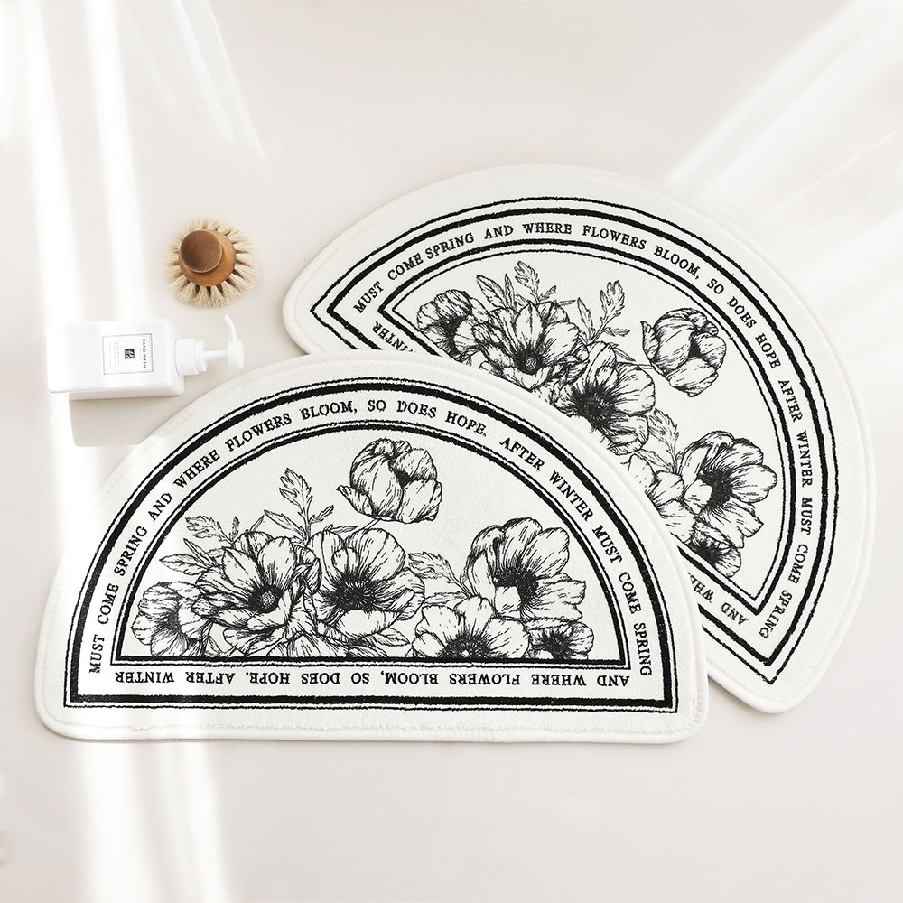 [코튼벨벳 DTP] 블로마 플라워 하프문 발매트