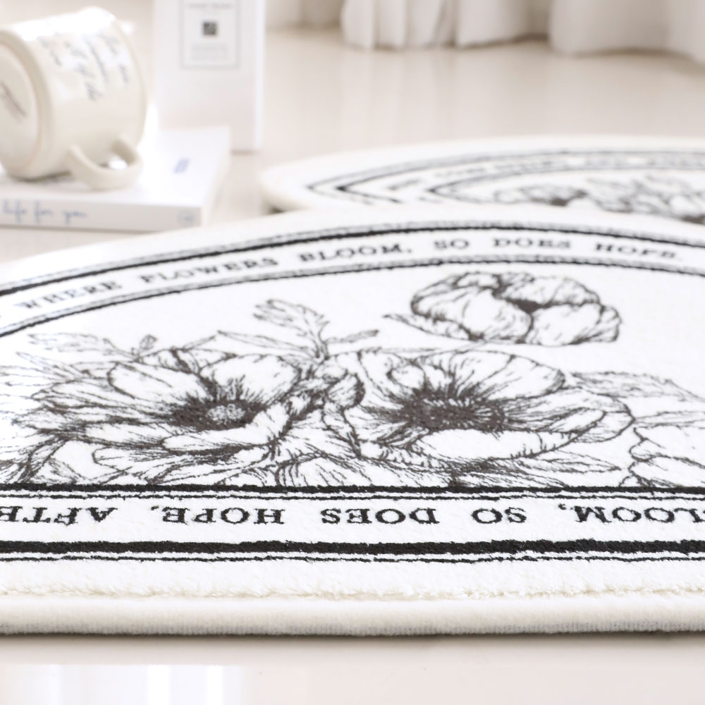 [코튼벨벳 DTP] 블로마 플라워 하프문 발매트