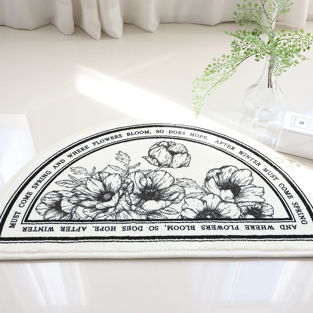 [코튼벨벳 DTP] 블로마 플라워 하프문 발매트