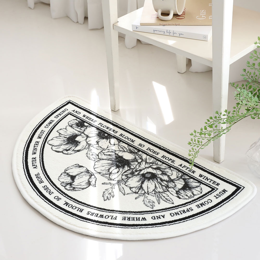 [코튼벨벳 DTP] 블로마 플라워 하프문 발매트