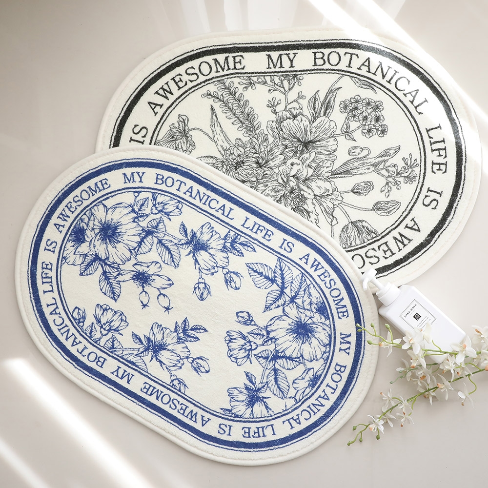 [코튼벨벳 DTP] 블로마 플라워 타원 발매트