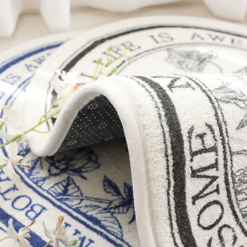 [코튼벨벳 DTP] 블로마 플라워 타원 발매트