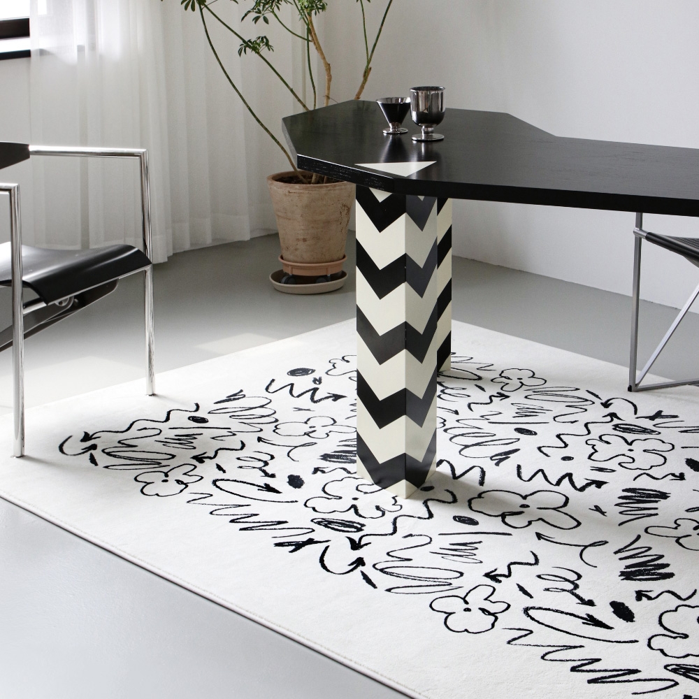 [고밀도극세사or셔닐] 그래피티 미드센츄리 러그