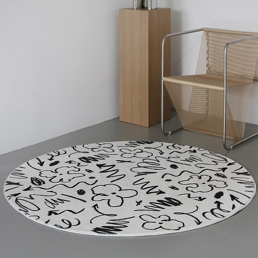 그래피티 미드센츄리 원형 러그